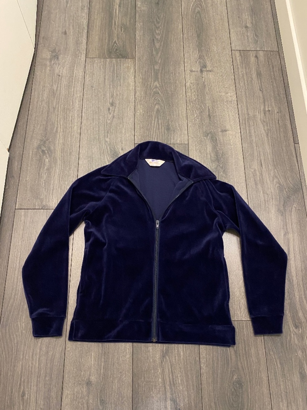Slazenger Vintage Blue Velour Zip Up Jacket Size M